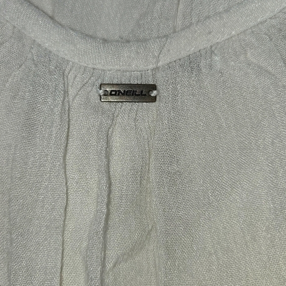 O'Neill Small Cream 3/4 Sleeve Ruffled Blouse Country Coastal - Picture 6 of 8